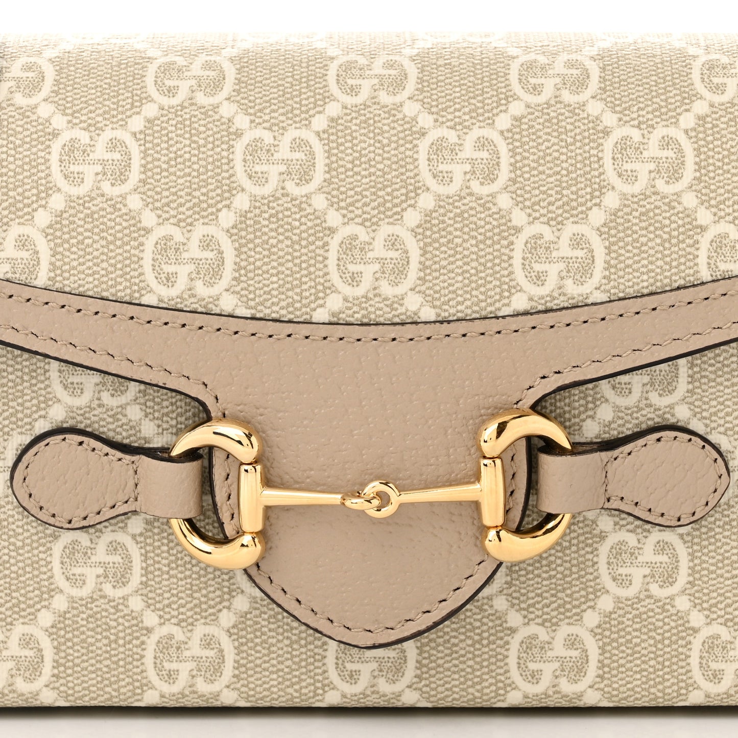 GG Supreme Monogram Textured Dollar Calfskin Mini Horsebit 1955 Shoulder Bag Beige Mystic White Oatmeal