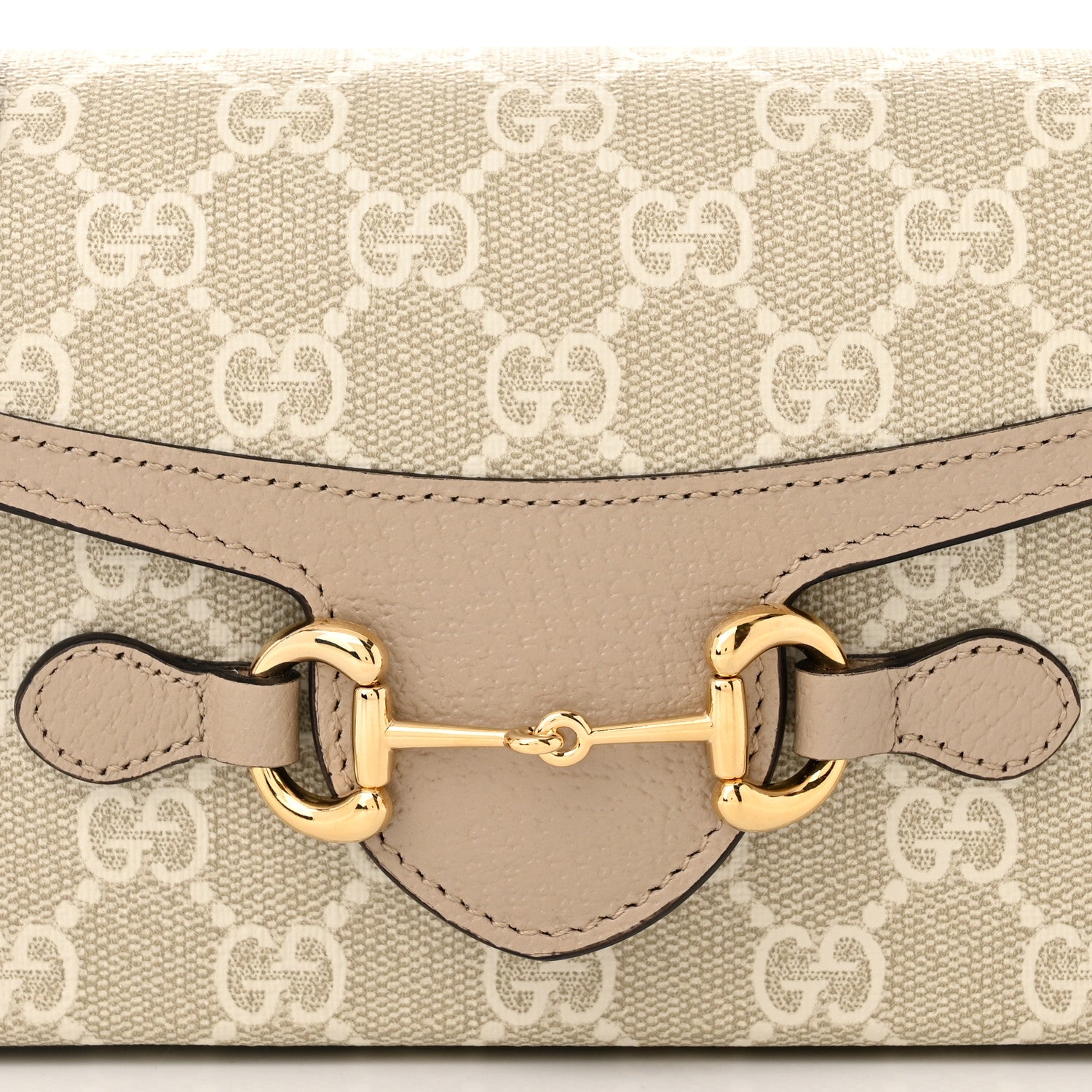 Gucci GG Supreme Monogram Textured Dollar Calfskin Mini Horsebit 1955 Shoulder Bag Beige Mystic White Oatmeal 8 of 10