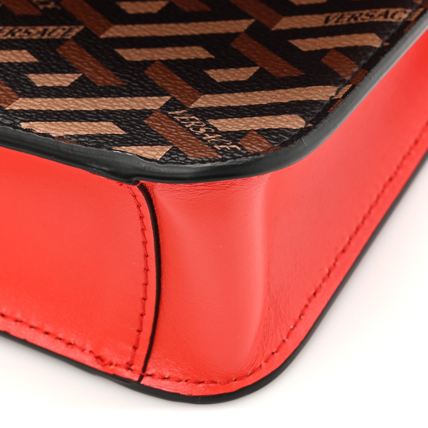 Coated Canvas Virtus La Greca Signature Shoulder Bag Red