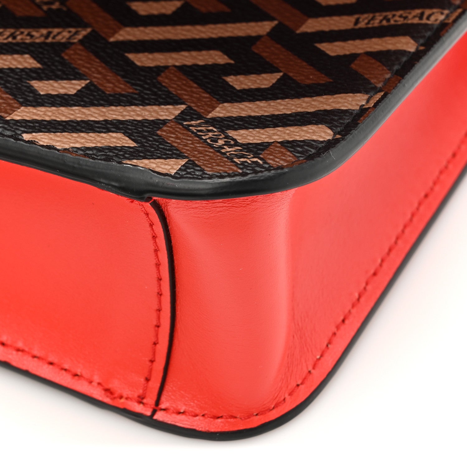 Versace Coated Canvas Virtus La Greca Signature Shoulder Bag Red 10 of 10