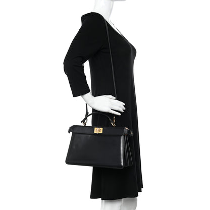 Fendi Vitello King Luxor Shiny Nappa Medium Peekaboo I SEE U East West Satchel Black Light Rose 2 of 11