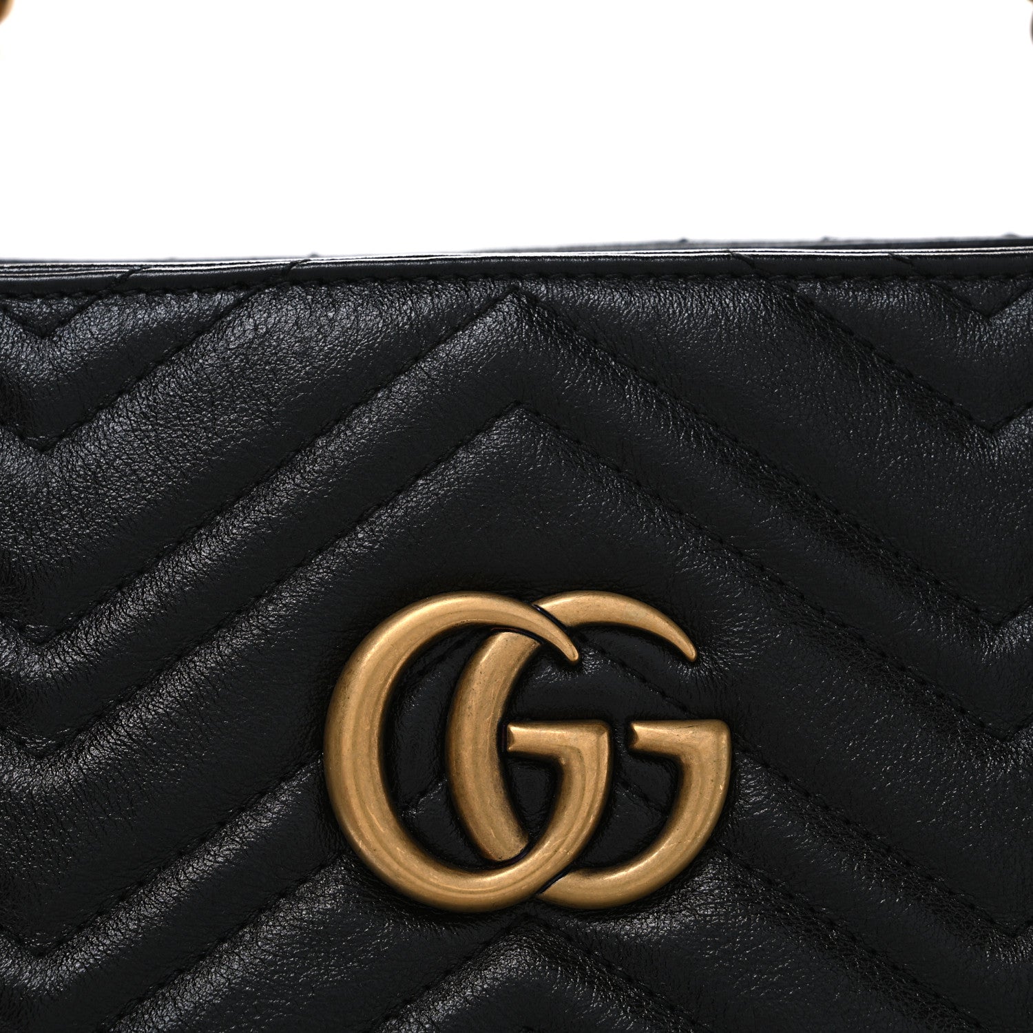 Gucci Vintage Calfskin Matelasse Medium GG Marmont Slim Tote Black 8 of 10