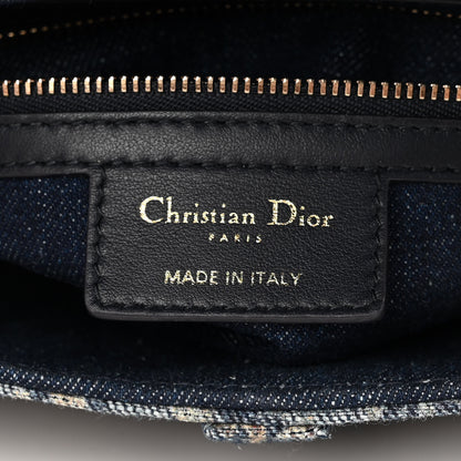 Christian Dior Denim Brocart Embroidered Saddle Bag Blue 6 of 10