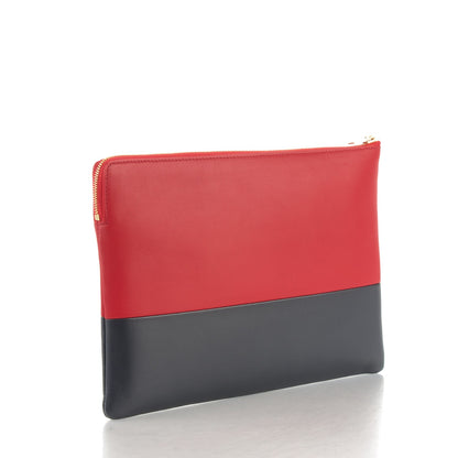 Celine Lambskin Bi-Color Solo Clutch Pouch Carmin Navy 3 of 8