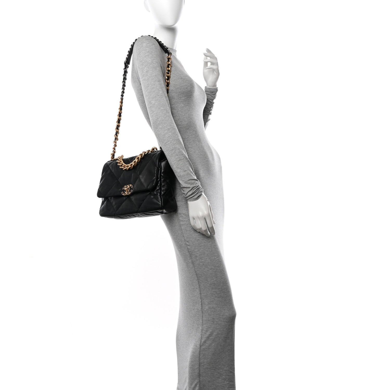 Chanel Goatskin Quilted Large Chanel 19 Flap Black 2 of 10