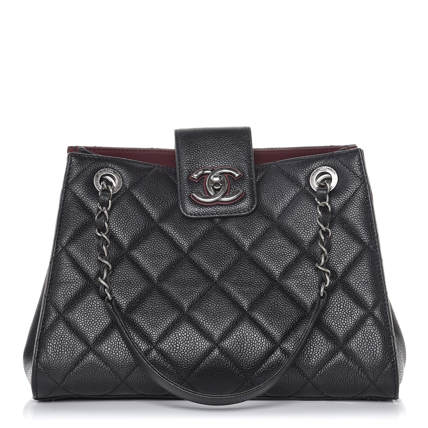 Caviar Quilted Medium CC Accordion Shopping Bag Black