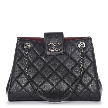 Chanel Caviar Quilted Medium CC Accordion Shopping Bag Black 1 of 13