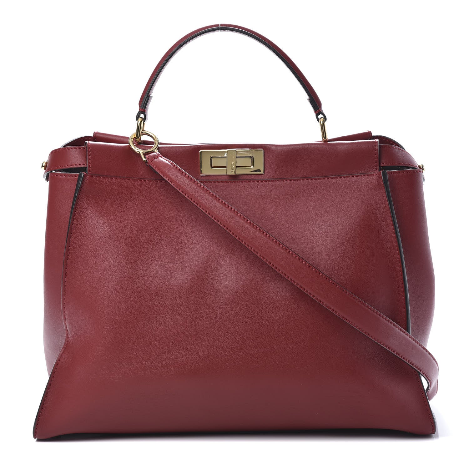 Fendi Calfskin Snakeskin Large Peekaboo Iconic Satchel Red 1 of 11