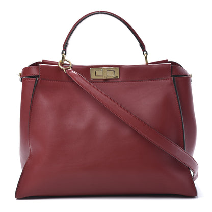 Fendi Calfskin Snakeskin Large Peekaboo Iconic Satchel Red 1 of 11