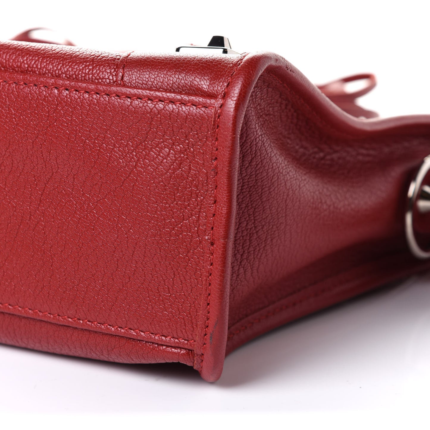 Chevre Silver Metallic Edge Hardware S City Bordeaux