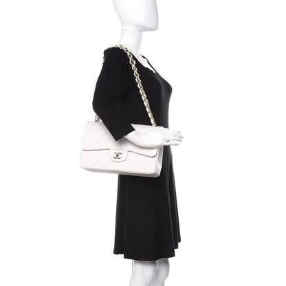 Chanel Caviar Quilted Jumbo Double Flap White 2 of 11