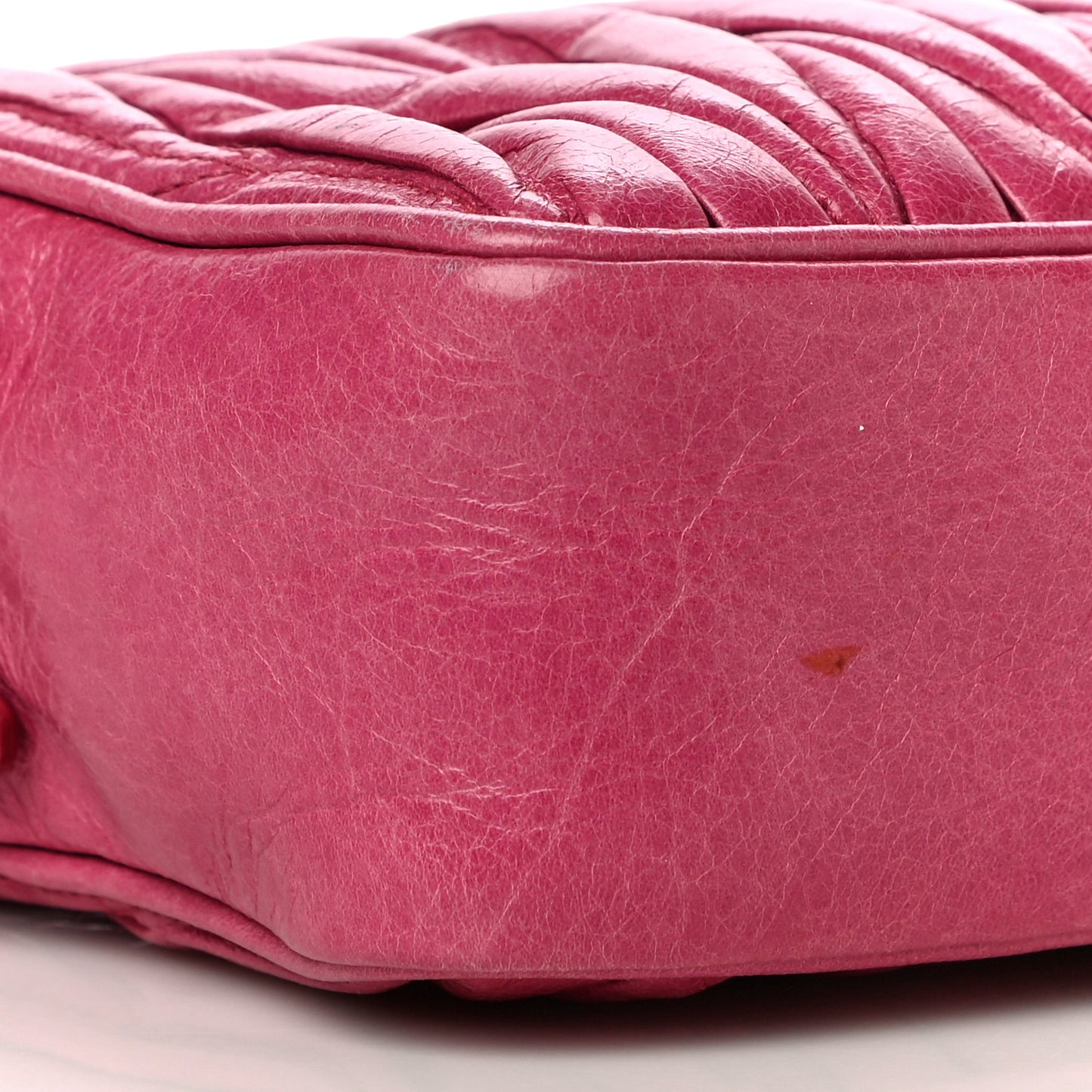 Vitello Lux Matelasse Double Zip Shoulder Bag Peonia