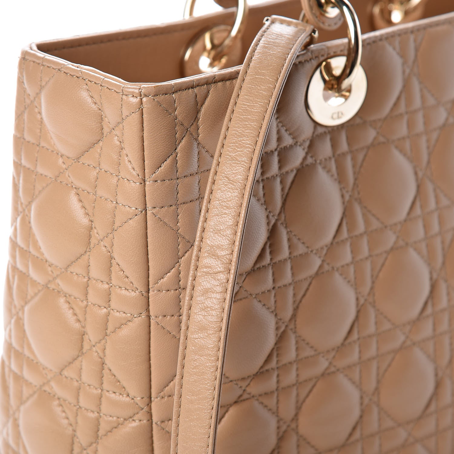 Christian Dior Lambskin Cannage Large Lady Dior Beige 9 of 16
