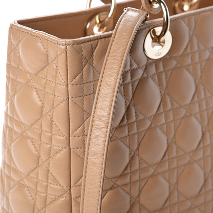 Christian Dior Lambskin Cannage Large Lady Dior Beige 9 of 16