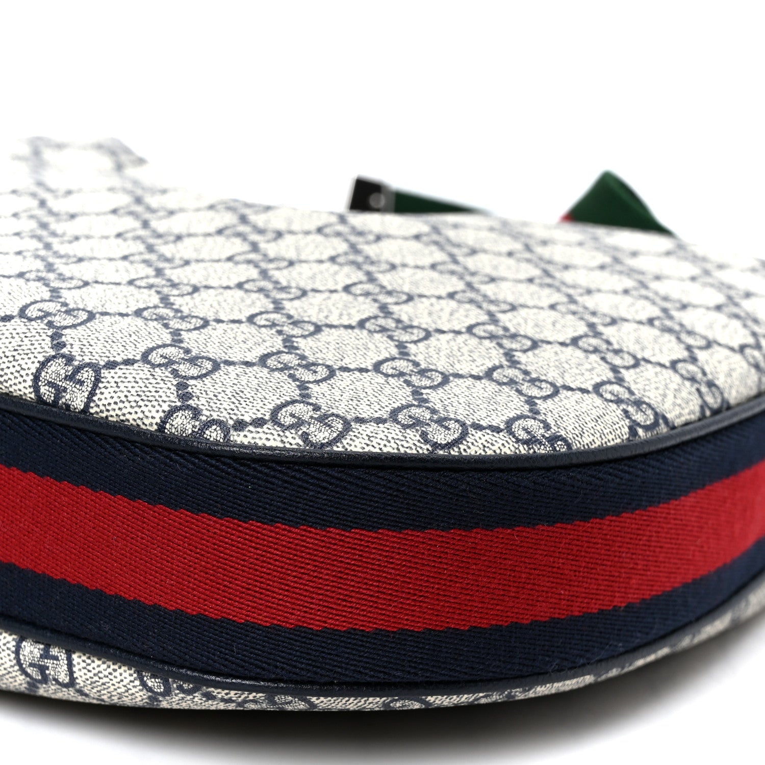 Gucci GG Supreme Monogram Textured Calfskin Web Large Attache Shoulder Bag Beige Blue 10 of 11