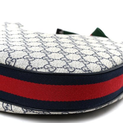Gucci GG Supreme Monogram Textured Calfskin Web Large Attache Shoulder Bag Beige Blue 10 of 11