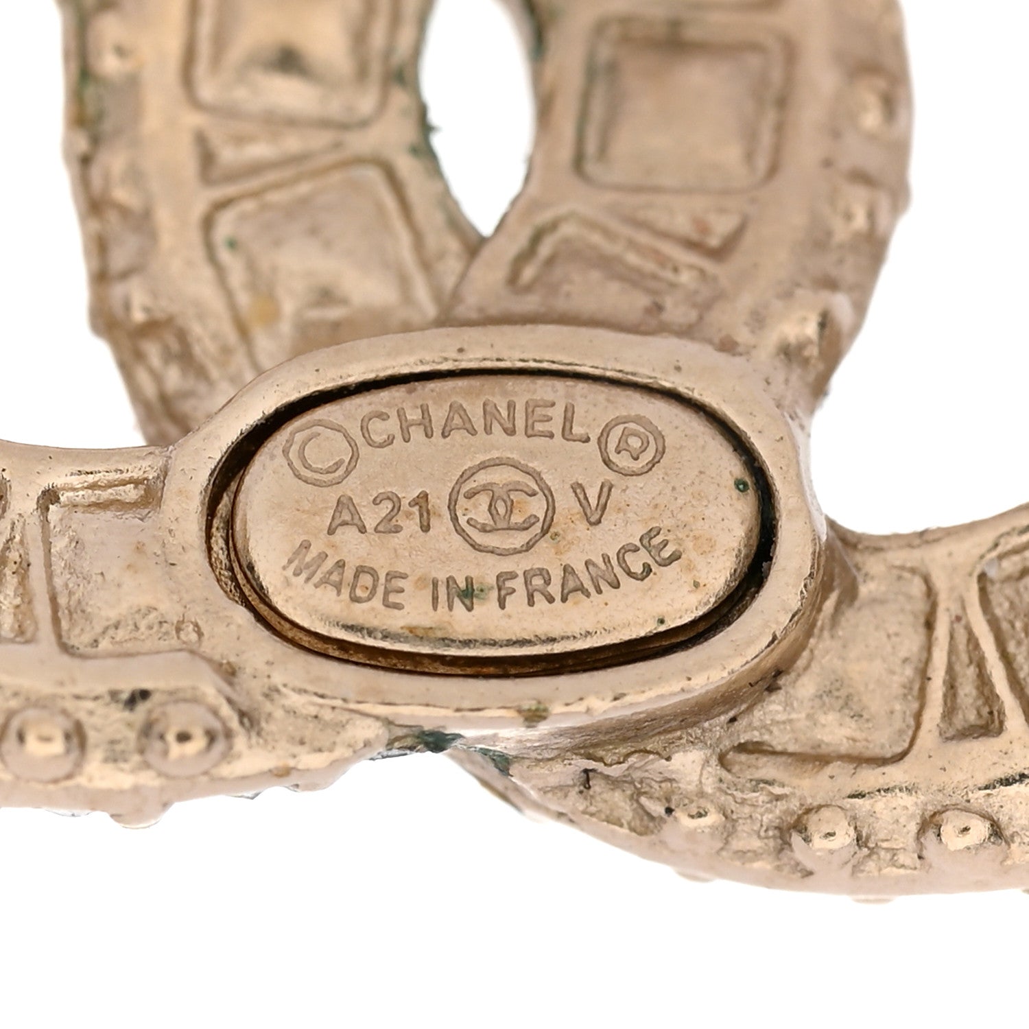 Chanel Crystal Timeless CC Earrings Light Gold 4 of 5