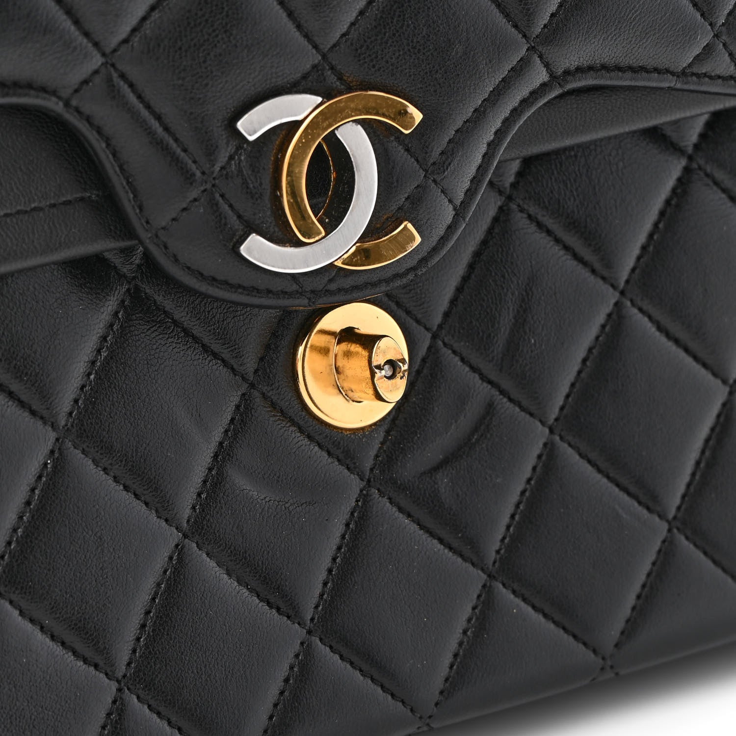 Chanel Lambskin Quilted Medium Double Flap Black 11 of 12
