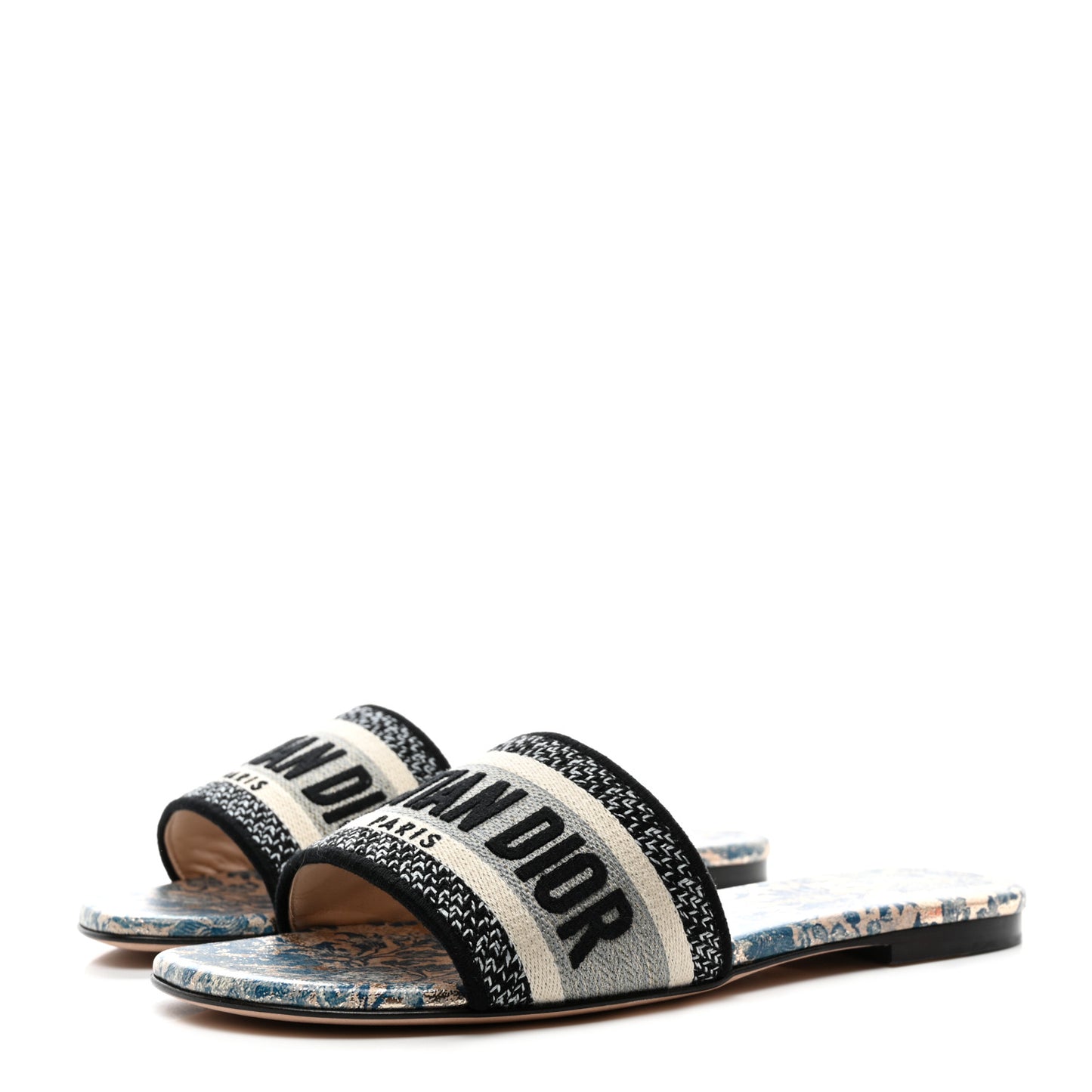 Canvas Brocart Embroidered Dway Mules Slide Sandals 36 Canard