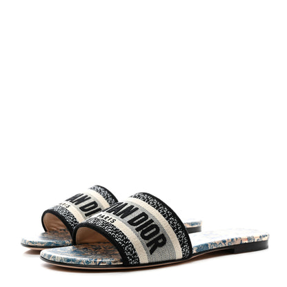 Christian Dior Canvas Brocart Embroidered Dway Mules Slide Sandals 36 Canard 3 of 9