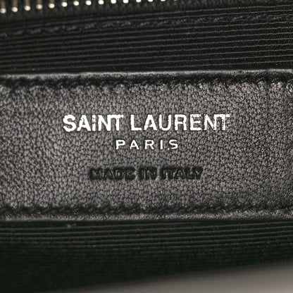 Saint Laurent Grain De Poudre Matelasse Chevron Large Monogram Satchel Light Grey 6 of 8