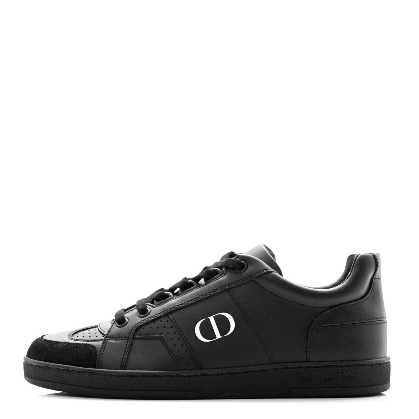 Calfskin Suede Logo Sneakers 36 Black