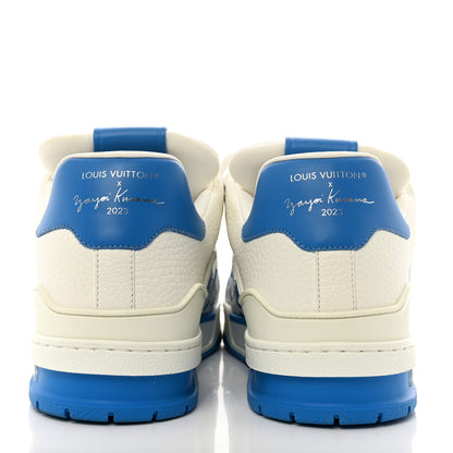 Louis Vuitton LV X YK Calfskin Printed Mens Infinity Dots Trainer Sneakers 10 White Blue 6 of 11