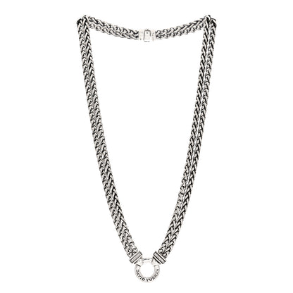David Yurman Sterling Silver Diamond 18mm Double Wheat Chain Necklace 3 of 6