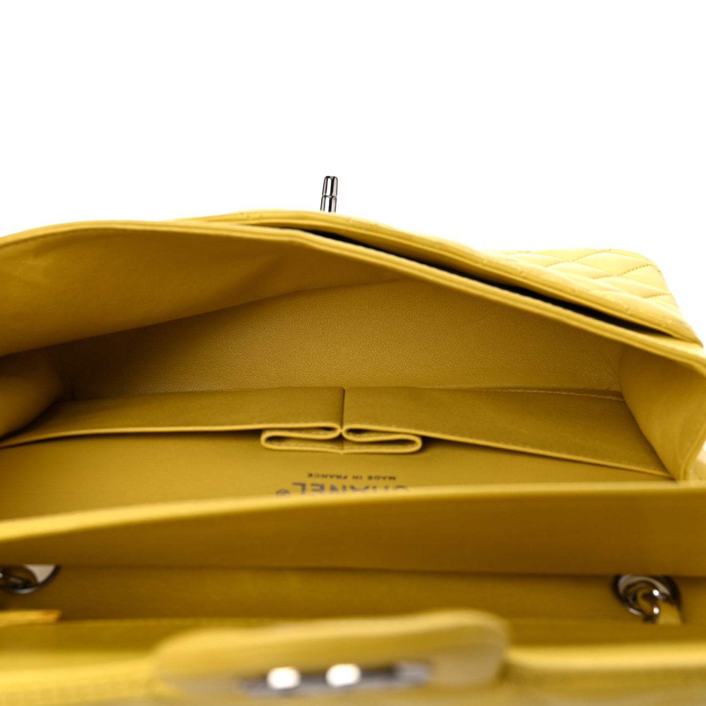 Lambskin Quilted Medium Double Flap Yellow