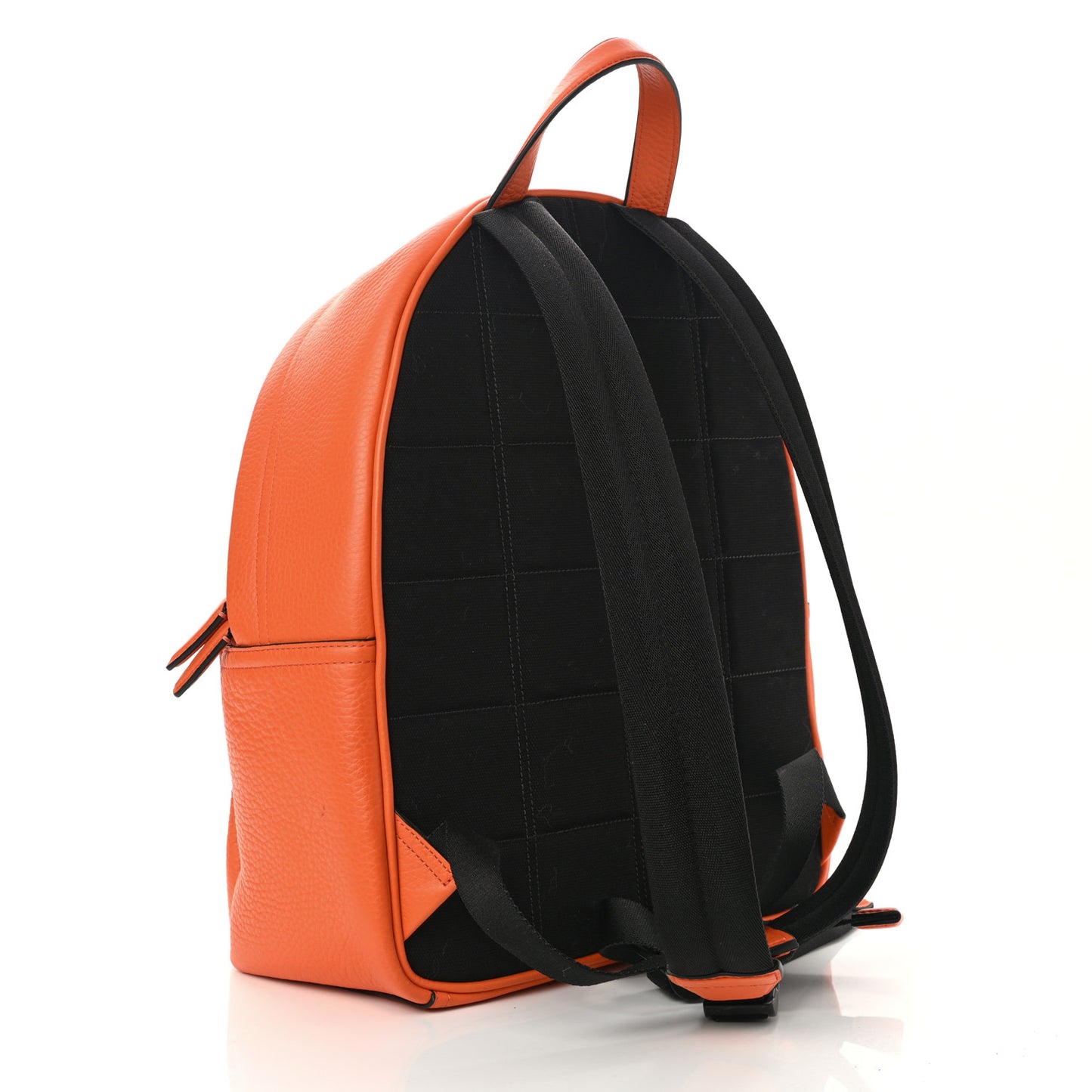 Heavy Grain Calfskin Zipped Backpack Mandarin Orange