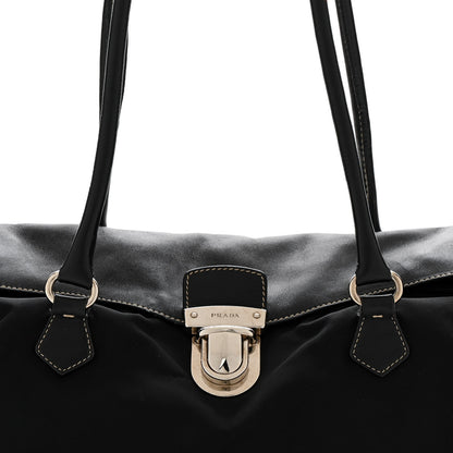 Prada Nylon Royal Calf Easy Foldover Pushlock Satchel Black 8 of 14