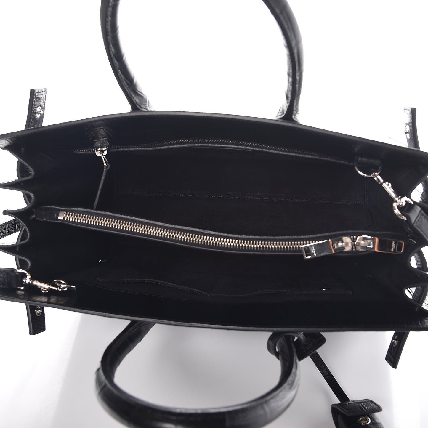 Croc Calfskin Embossed Small Sac de Jour Black