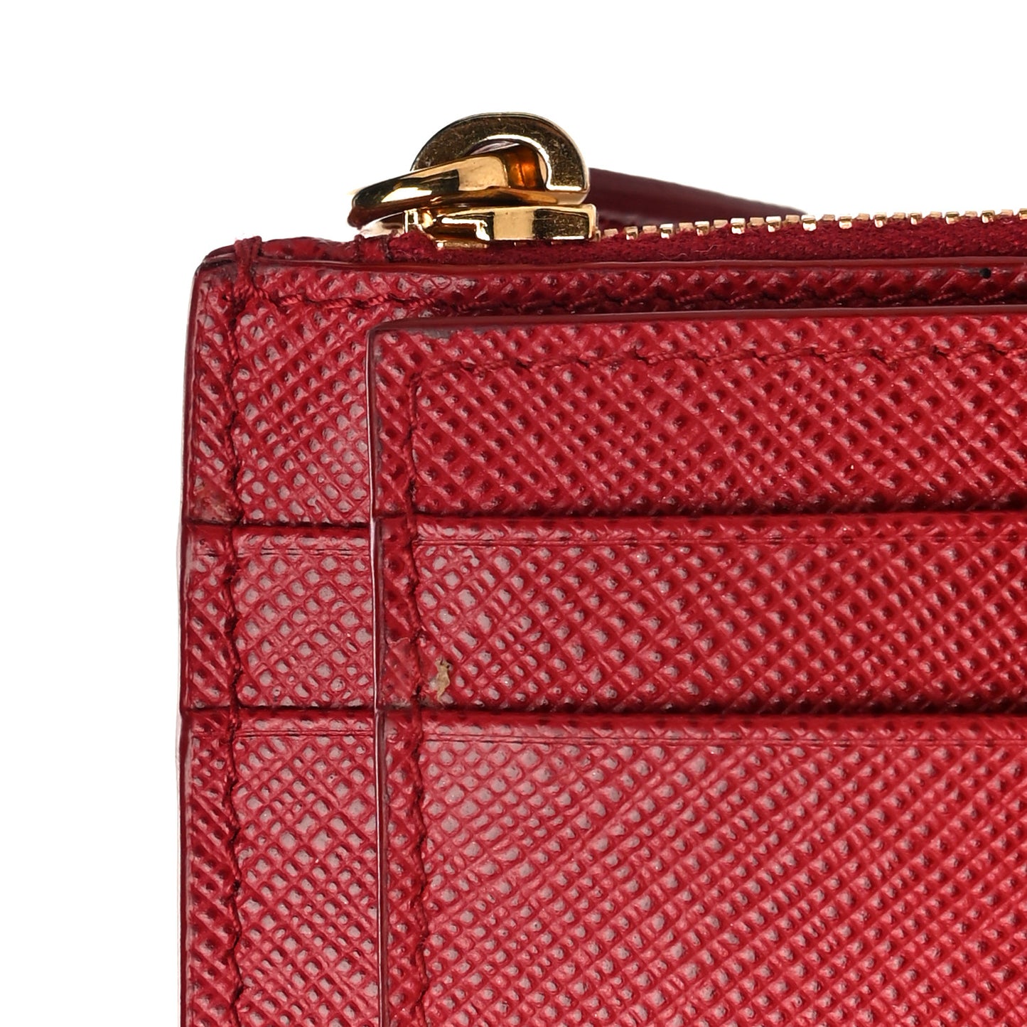 Saffiano Metal Coin Case Card Holder Fuoco