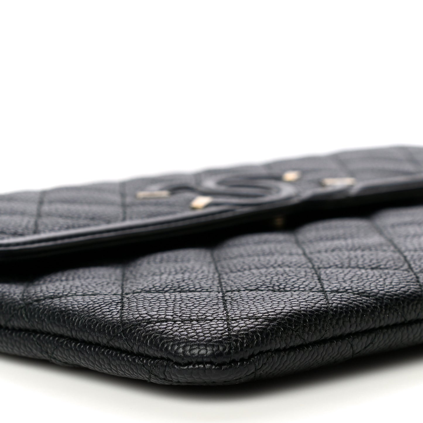 Caviar Quilted Filigree Flap Pouch Black