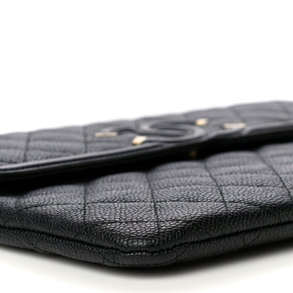 Chanel Caviar Quilted Filigree Flap Pouch Black 9 of 18