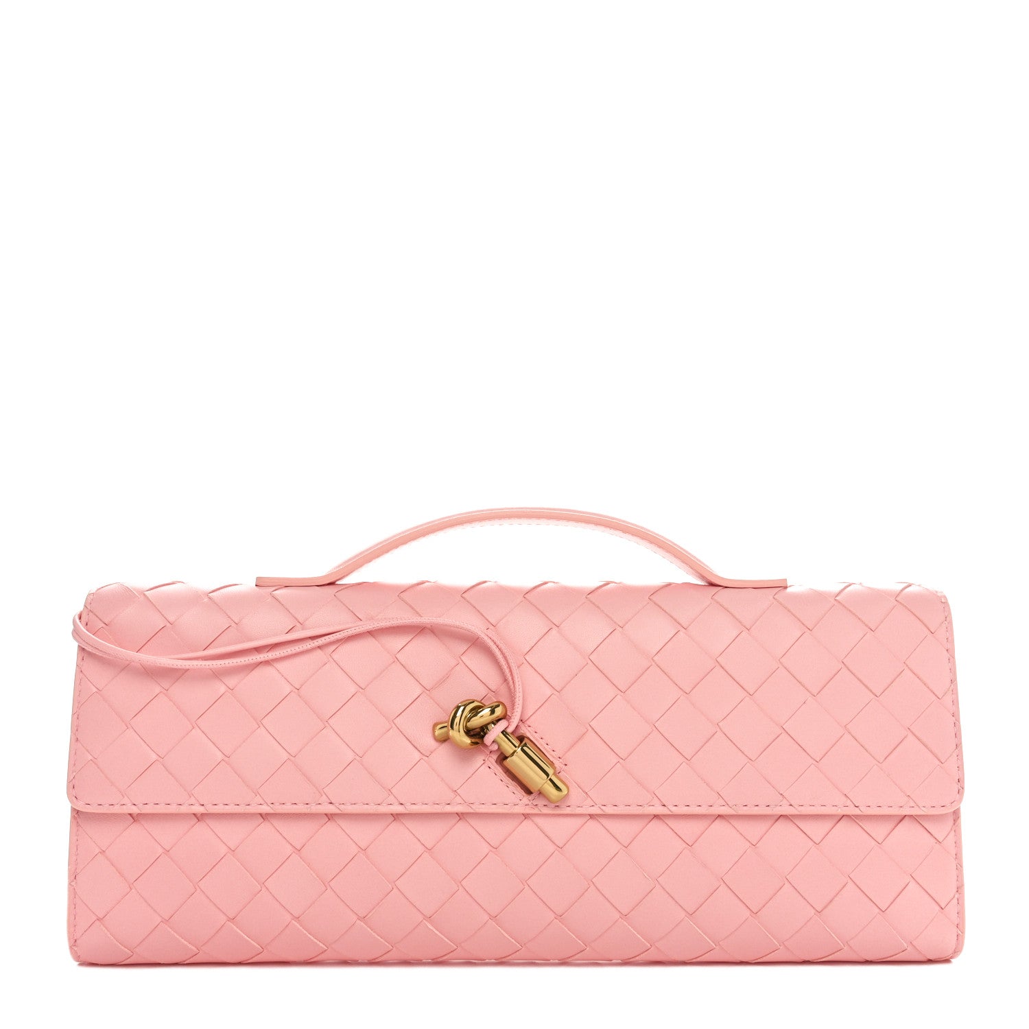 Bottega Veneta Nappa Intrecciato Long Andiamo Top Handle Clutch Rose 1 of 11