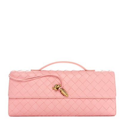 Bottega Veneta Nappa Intrecciato Long Andiamo Top Handle Clutch Rose 1 of 11