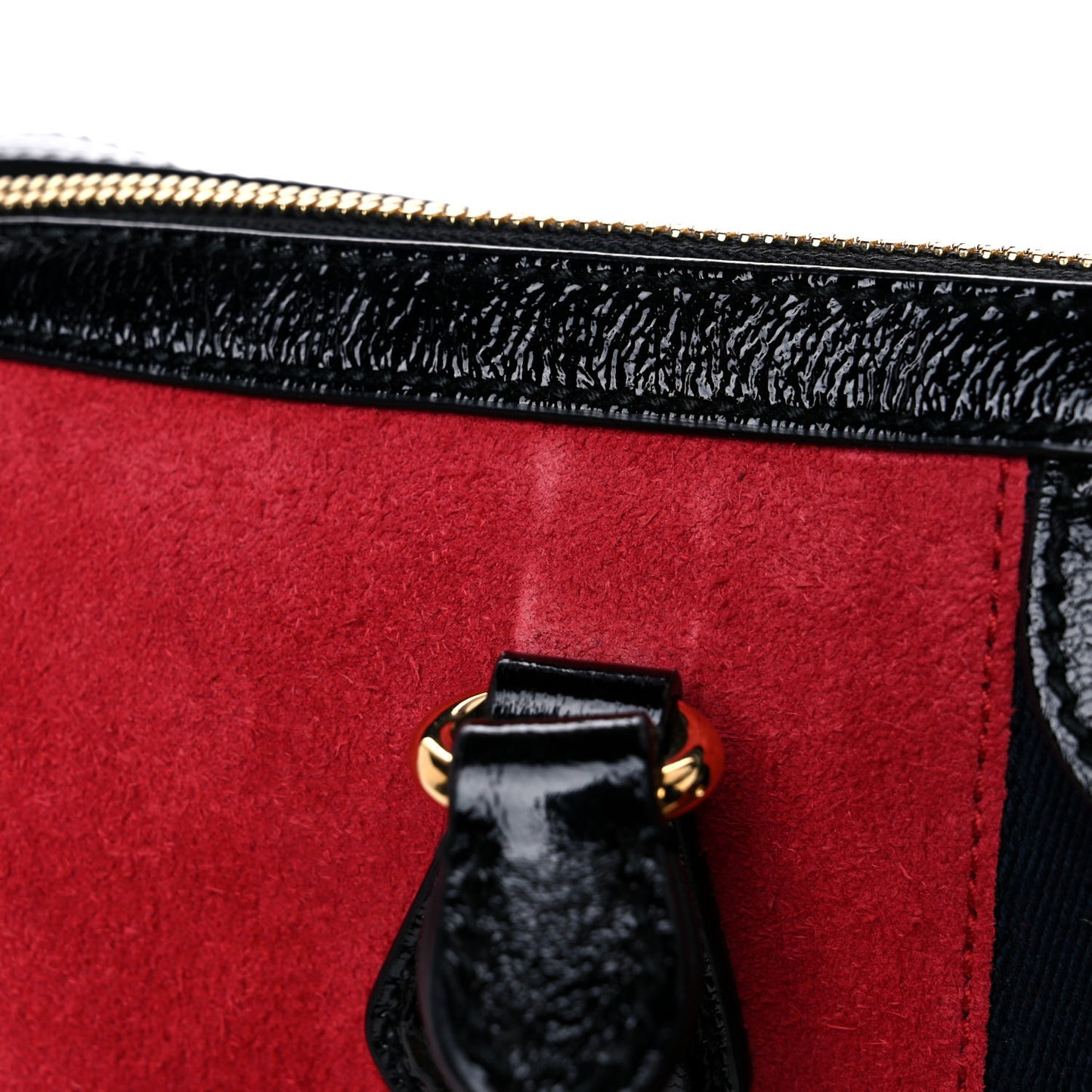 Suede Patent Web Medium Ophidia Boston Hibiscus Red Black