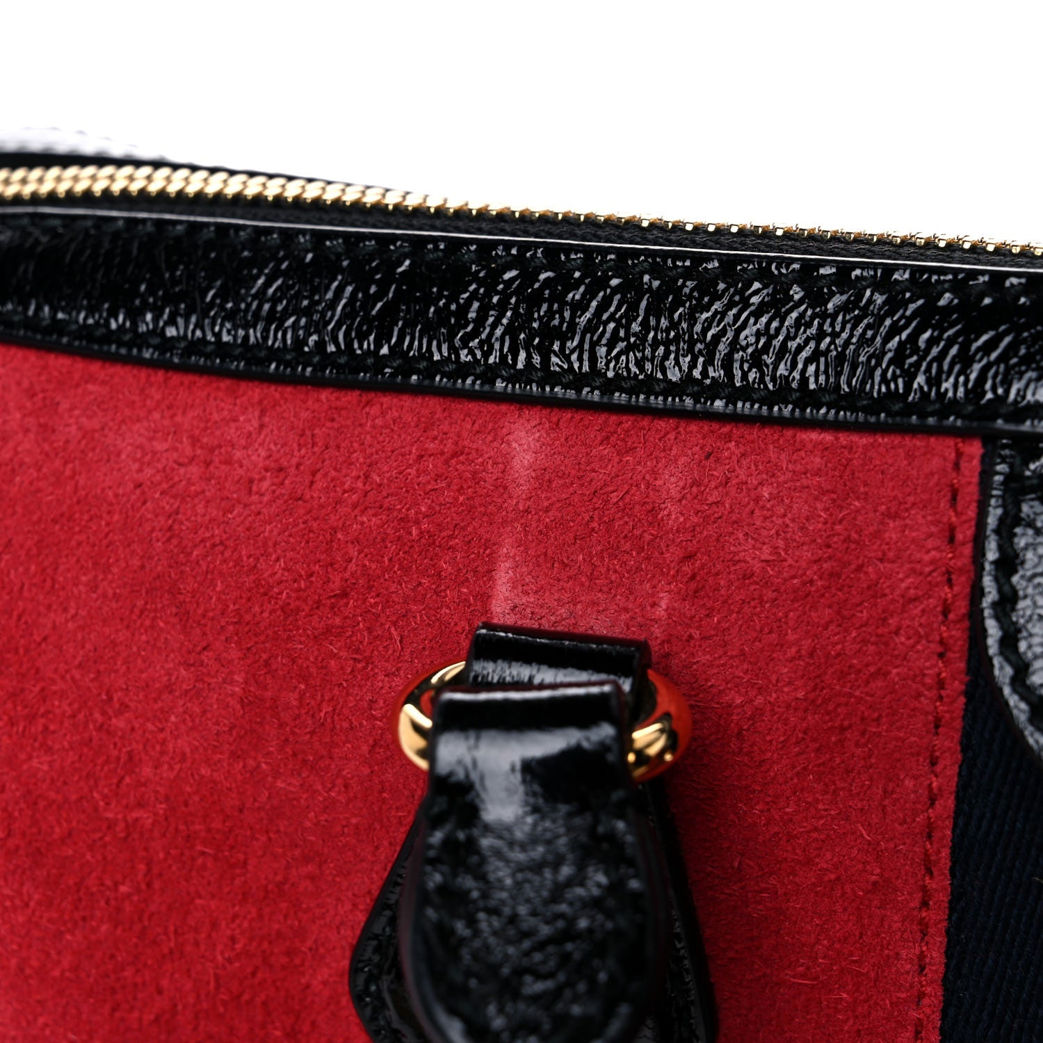 Gucci Suede Patent Web Medium Ophidia Boston Hibiscus Red Black 14 of 16