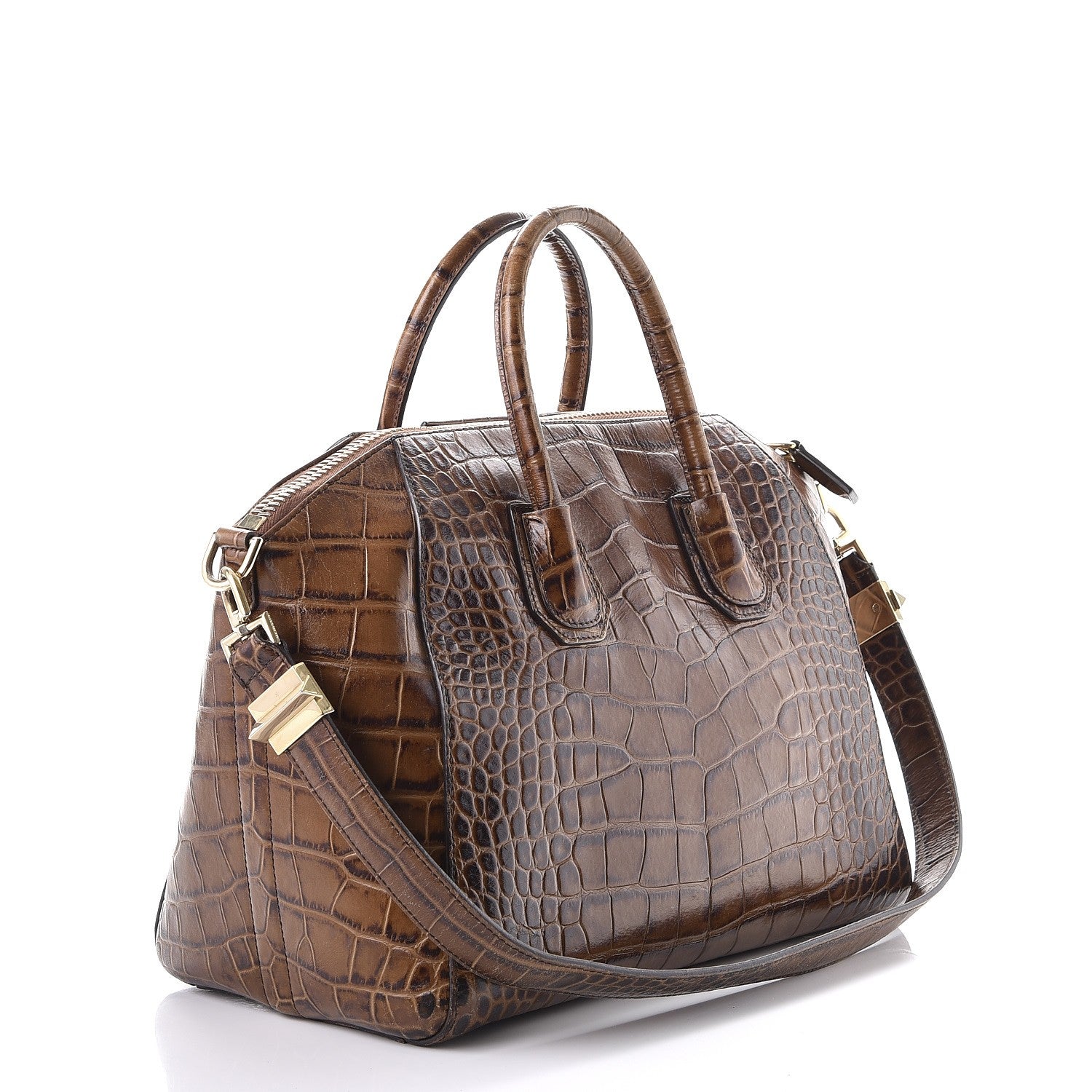 Givenchy Calfskin Crocodile Embossed Medium Antigona Brown 3 of 9