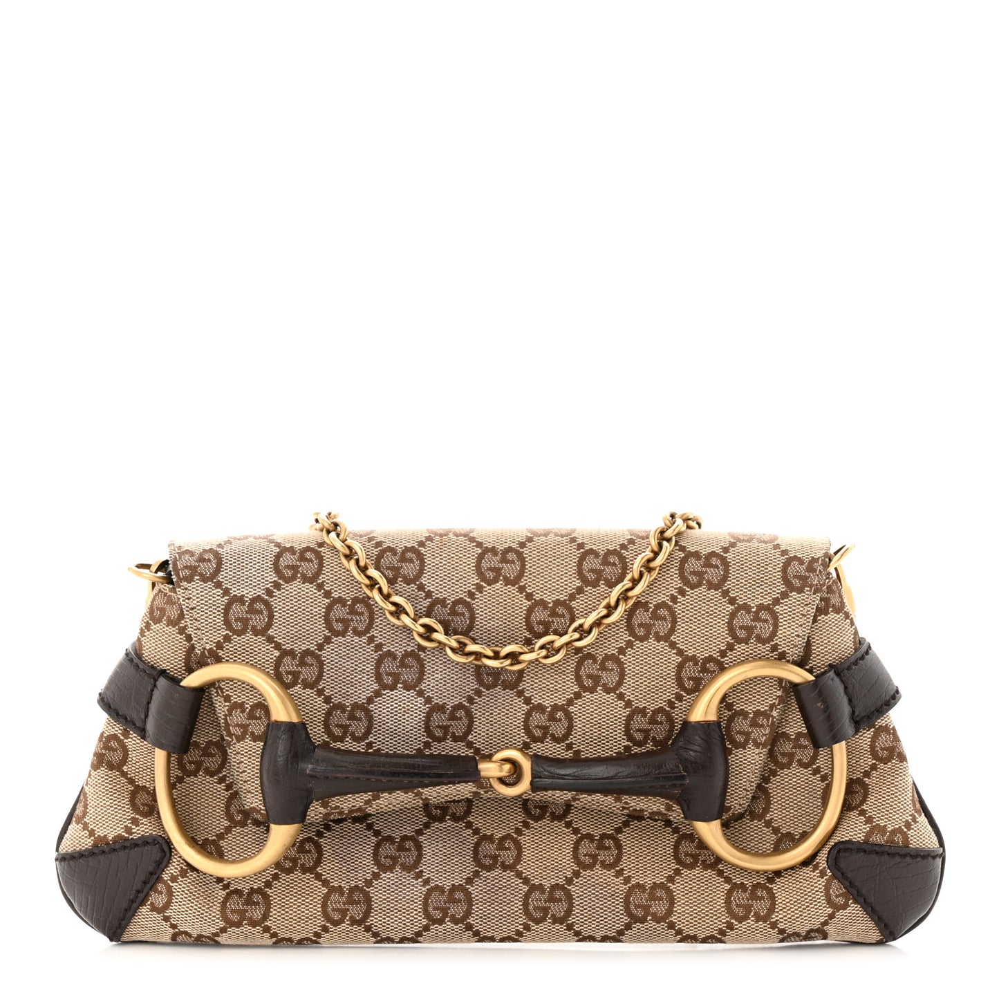 Monogram Horsebit Clutch Dark Brown