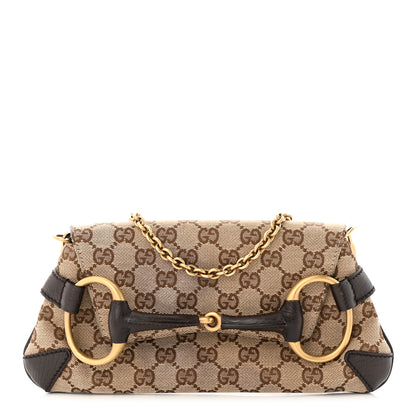 Gucci Monogram Horsebit Clutch Dark Brown 1 of 11