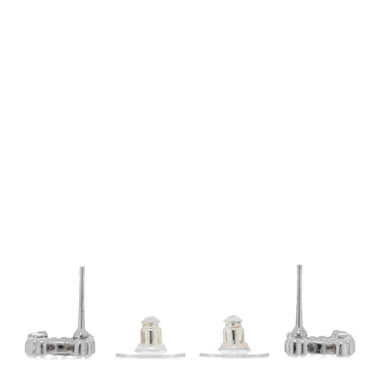 Chanel Pearl Crystal CC Earrings Silver 3 of 5