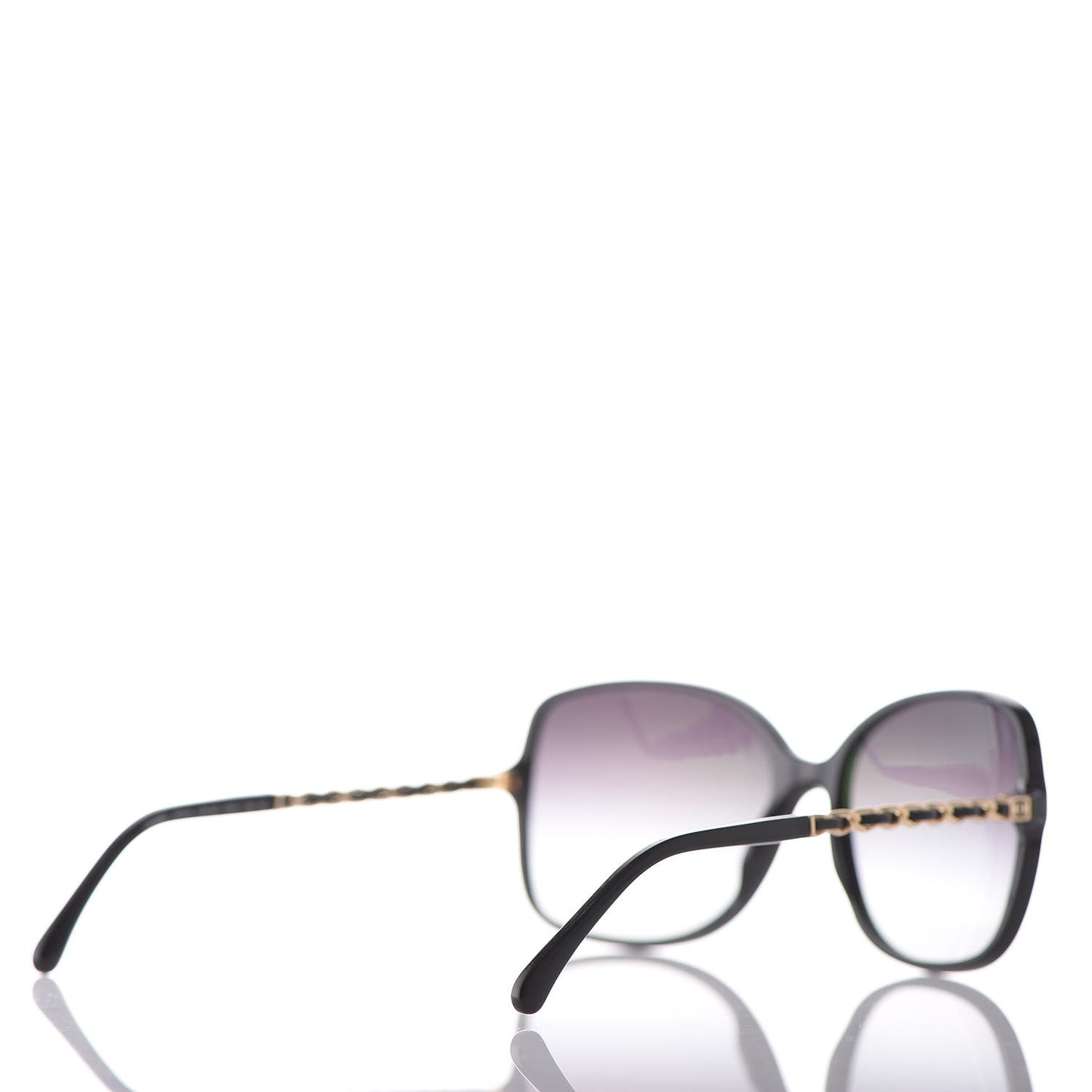 Lambskin Square Chain Sunglasses 5210-Q Black