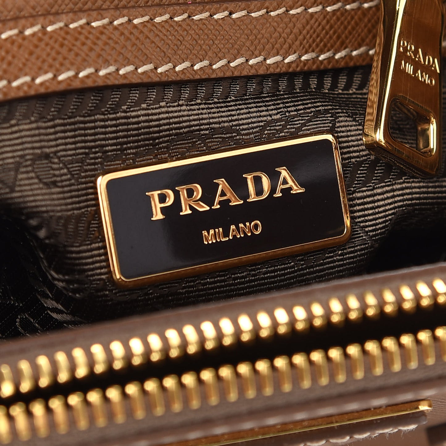 Saffiano Lux Mini Galleria Double Zip Tote Cannella