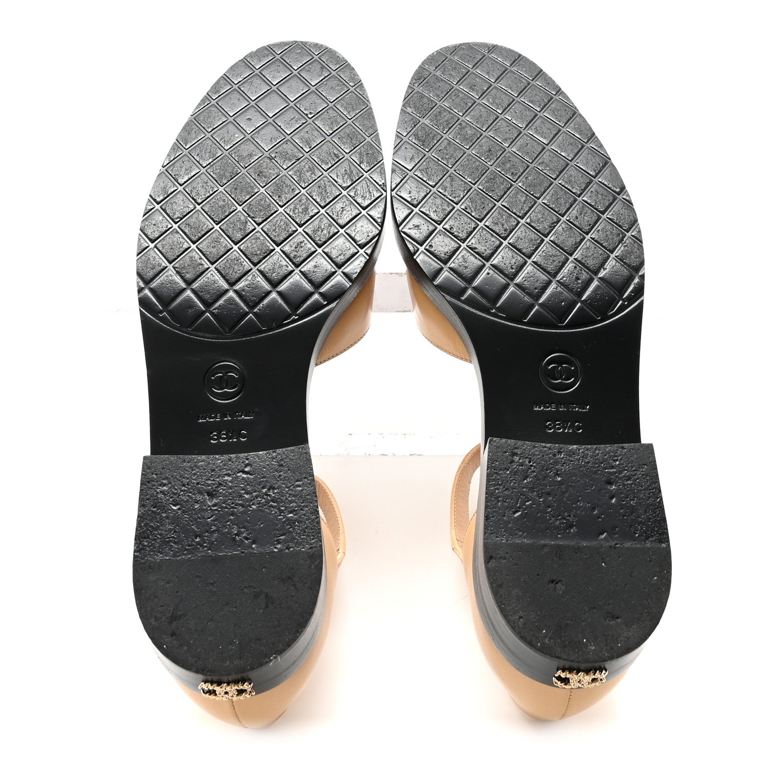 Chanel Shiny Goatskin Mary Jane Flats 38.5 Beige Black 6 of 10