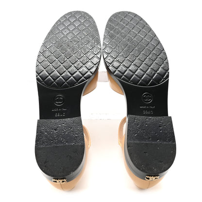 Chanel Shiny Goatskin Mary Jane Flats 38.5 Beige Black 6 of 10