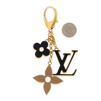 Louis Vuitton Metal Enamel Fleur De Monogram Bag Charm Dore 2 of 5
