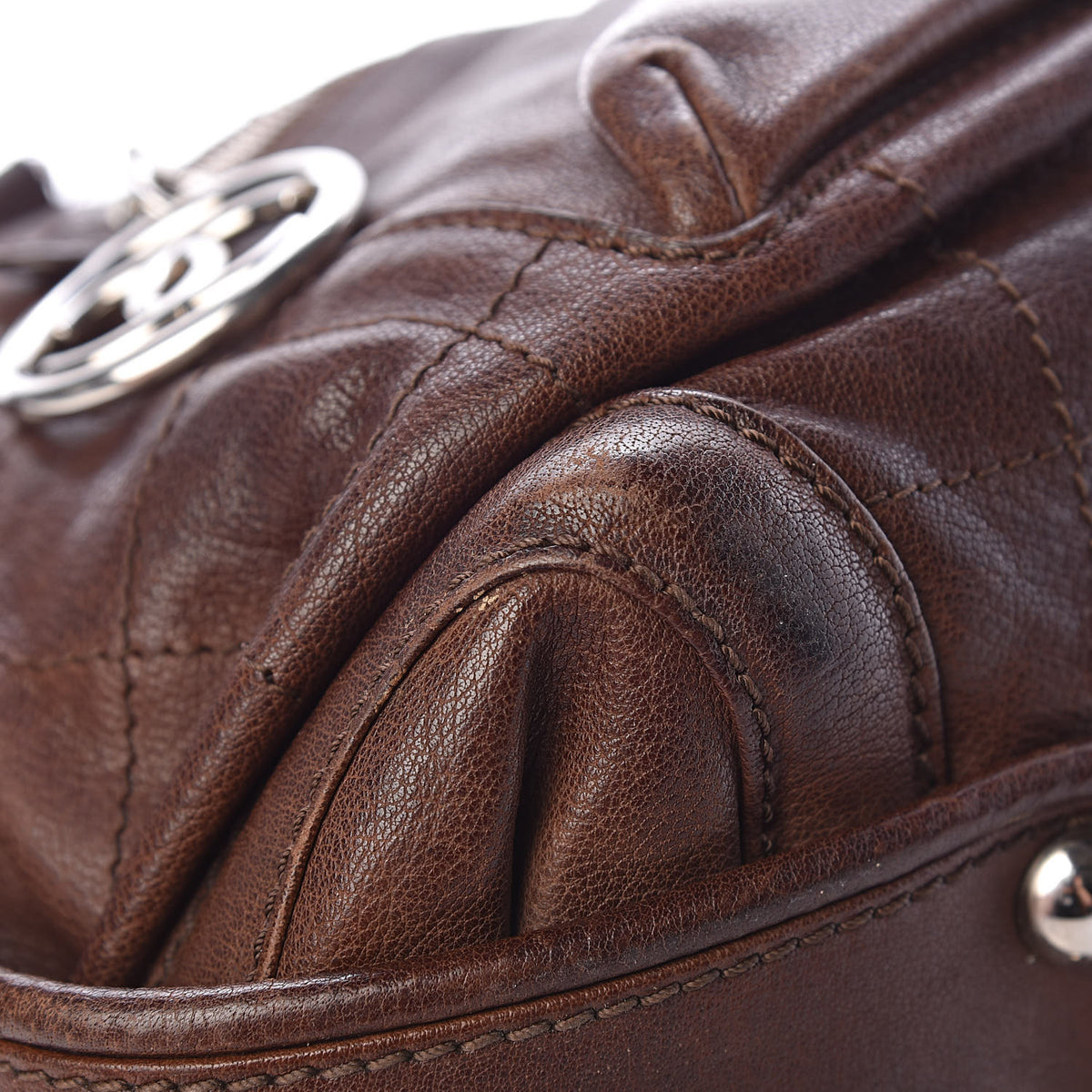 Calfskin Stitched Outdoor Ligne Bowler Brown