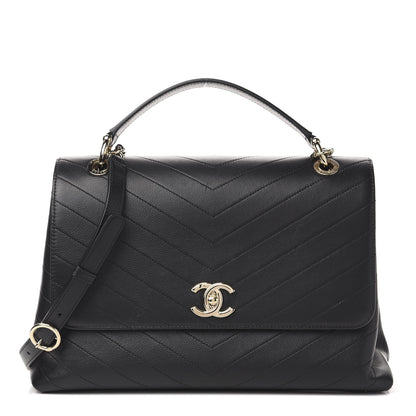 Chanel Grained Calfskin Chevron Stitched Medium Chic Top Handle Flap Black 1 of 11